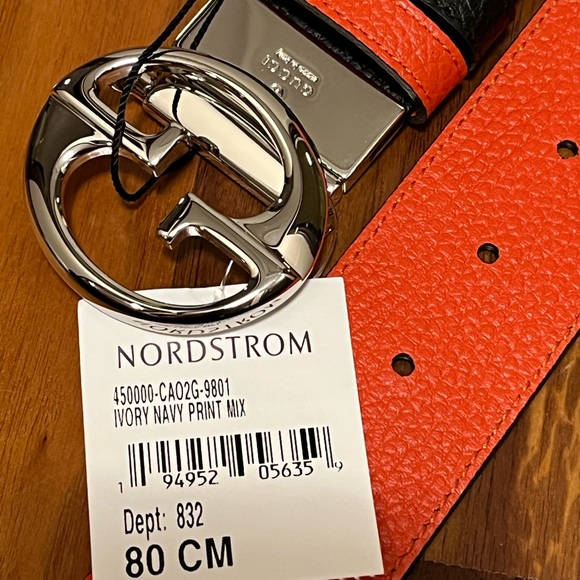 GUCCI Calfskin 1973 Reversible Belt 80 32 Black & Orange - Picture 5 of 10